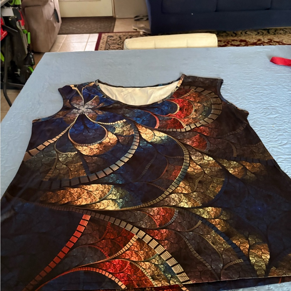 Colorful Abstract Sleeveless Top